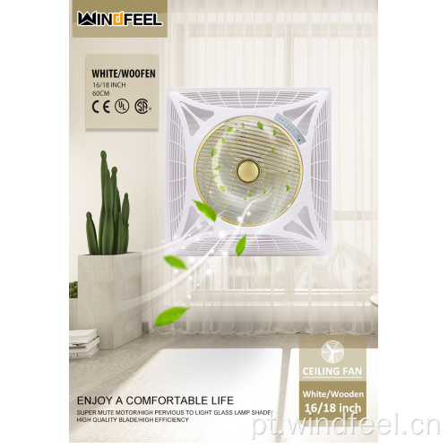 Ventilador de teto falso de 16 polegadas com ventilador de teto de ar de 14 &quot;com controle remoto de luz LED Alerta sonoro de luz de 3 cores